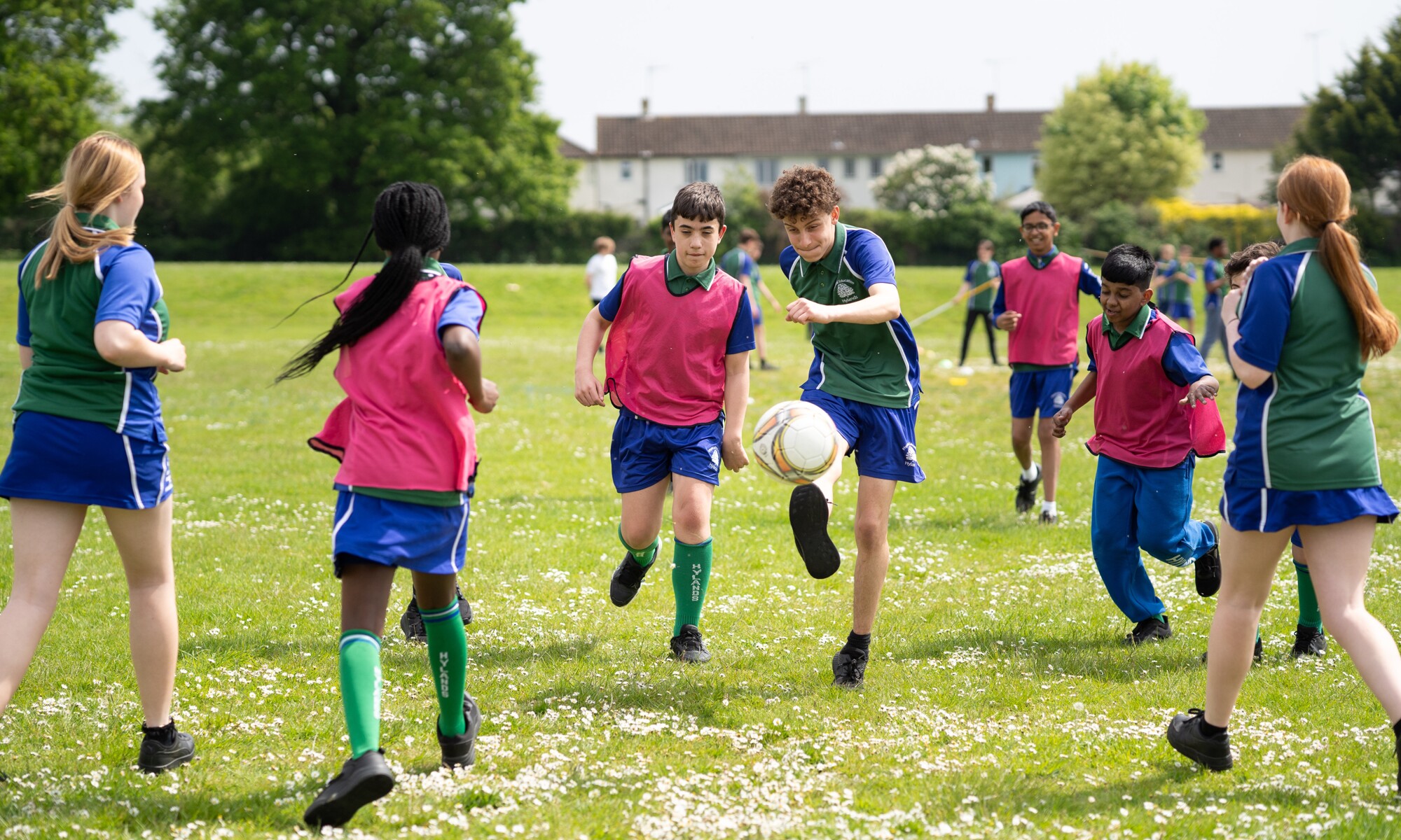 Hylands School pupils playing football