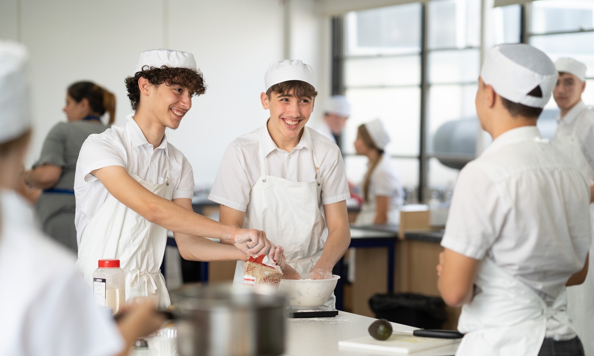 Hylands School pupils in a cooking lesson